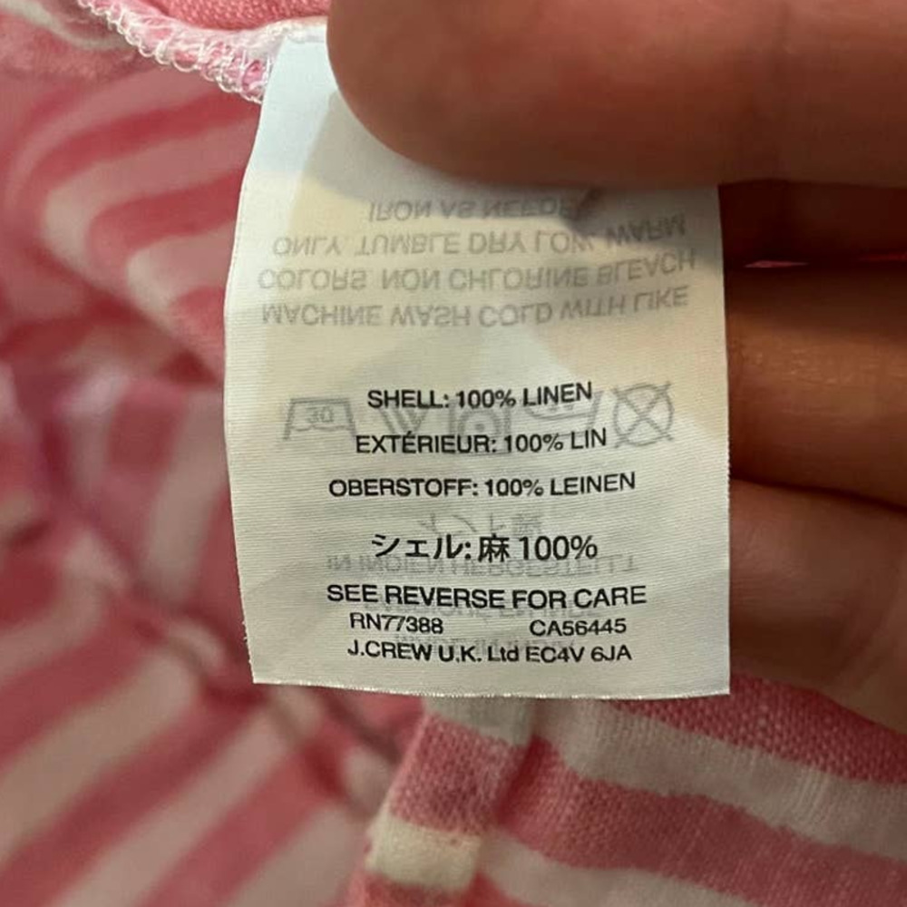 J. Crew Factory Pink and White Striped Tie-Front Button-Up Shirt - Picture 5 of 6